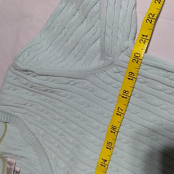 Van Heusen Seafoam / Mint Green Cable Knit V-Neck Pullover Sweater - Picture 10 of 14